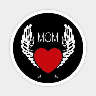 Mom Red Heart Angel Wings Magnet